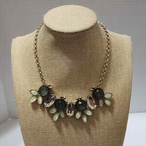 Treska jeweled green & gold statement necklace